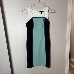 White House Black Market Black, White, and Teal Midi Dress